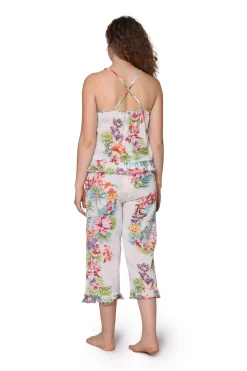 La Cera™ Pijama De Algodon Tropical Blanco