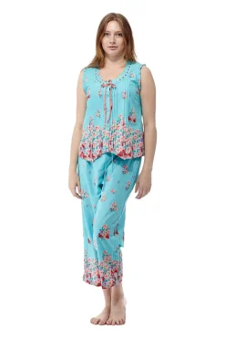La Cera™ Pijama Floral Sin Mangas 100% Algodon