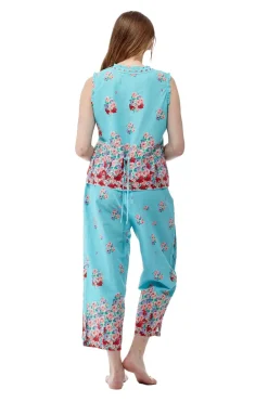 La Cera™ Pijama Floral Sin Mangas 100% Algodon