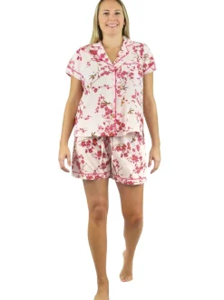 La Cera™ Pijama Tipo Boxer Con Diseno De Flores De Cerezo De La Cera