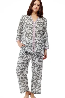 La Cera™ Pijamas De Talla Grande Con Estampado Floral Salvia De Rayon