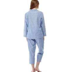 La Cera™ Pijamas De Talla Grande De Rayas Azules