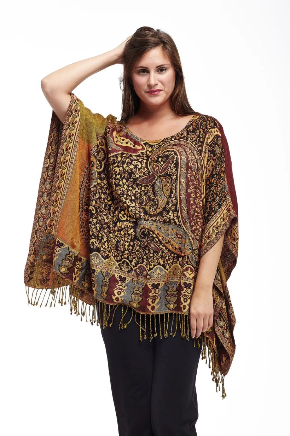 La Cera™ Poncho Estampado Paisley Chal La Cera