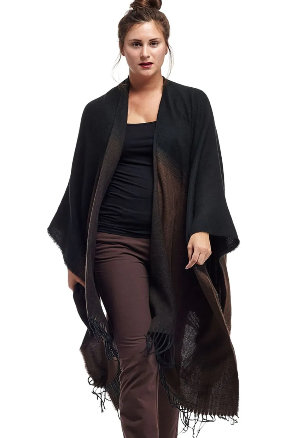 La Cera™ Poncho Tipo Chal Con Abertura Ombre De La Cera