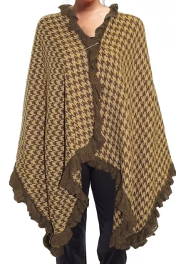 La Cera™ Poncho Tipo Chal Con Abertura Y Pata De Gallo De La Cera