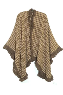 La Cera™ Poncho Tipo Chal Con Abertura Y Pata De Gallo De La Cera