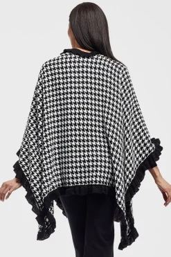 La Cera™ Poncho Tipo Chal Con Abertura Y Pata De Gallo De La Cera