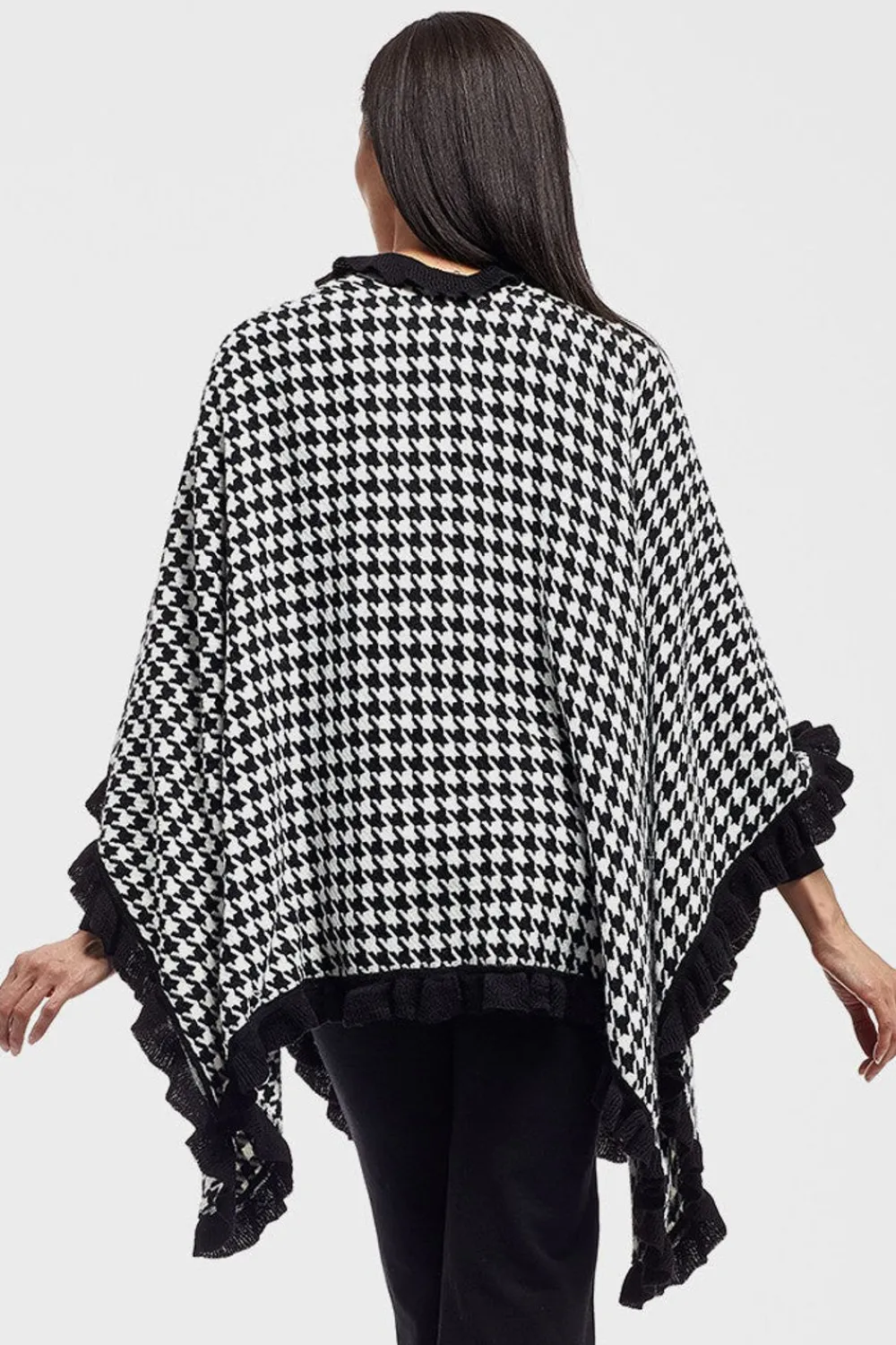 La Cera™ Poncho Tipo Chal Con Abertura Y Pata De Gallo De La Cera