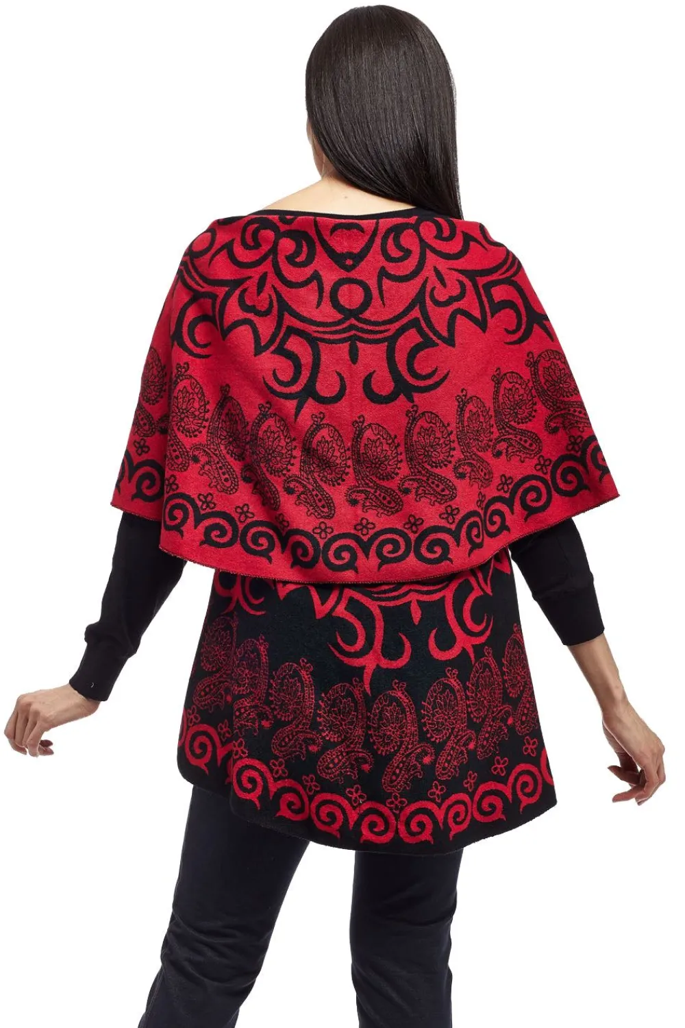 La Cera™ Poncho Tipo Chal Con Estampado De Remolinos De La Cera