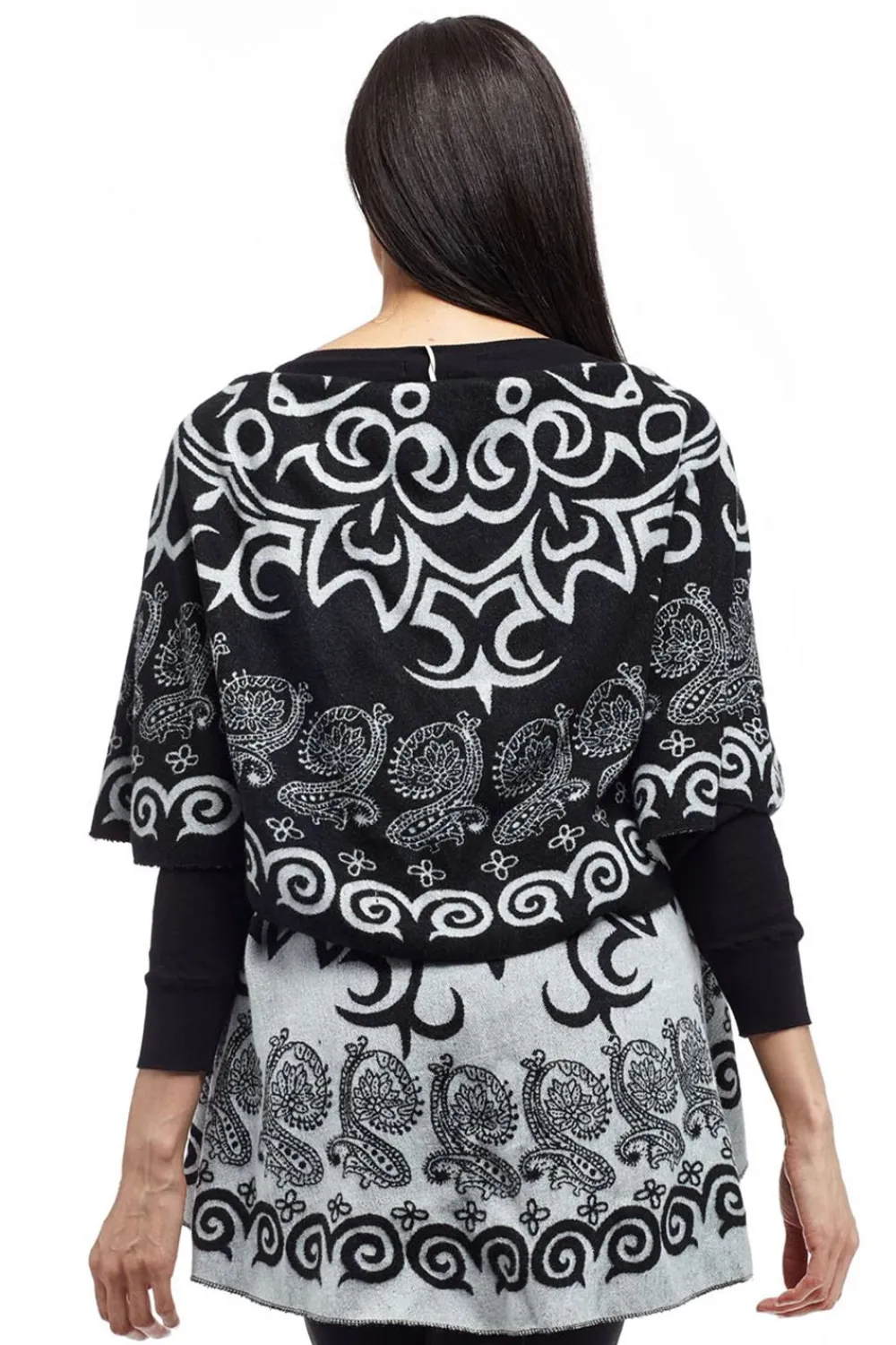 La Cera™ Poncho Tipo Chal Con Estampado De Remolinos De La Cera