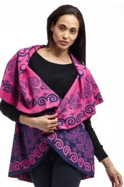 La Cera™ Poncho Tipo Chal Con Estampado De Remolinos De La Cera