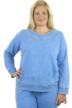 La Cera™ Sudadera De Rizo Frances Con Cuello Redondo Jaspeado De Talla Grande