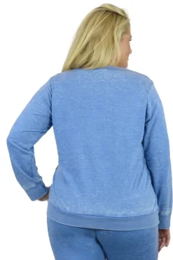 La Cera™ Sudadera De Rizo Frances Con Cuello Redondo Jaspeado De Talla Grande