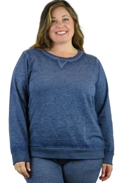 La Cera™ Sudadera De Rizo Frances Con Cuello Redondo Jaspeado De Talla Grande