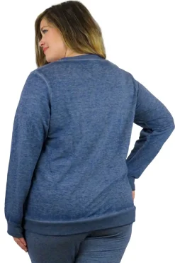 La Cera™ Sudadera De Rizo Frances Con Cuello Redondo Jaspeado De Talla Grande