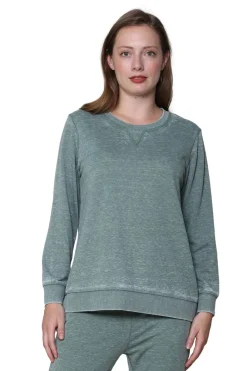 La Cera™ Sudadera De Rizo Frances Con Cuello Redondo Y Jaspeado