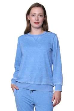 La Cera™ Sudadera De Rizo Frances Con Cuello Redondo Y Jaspeado