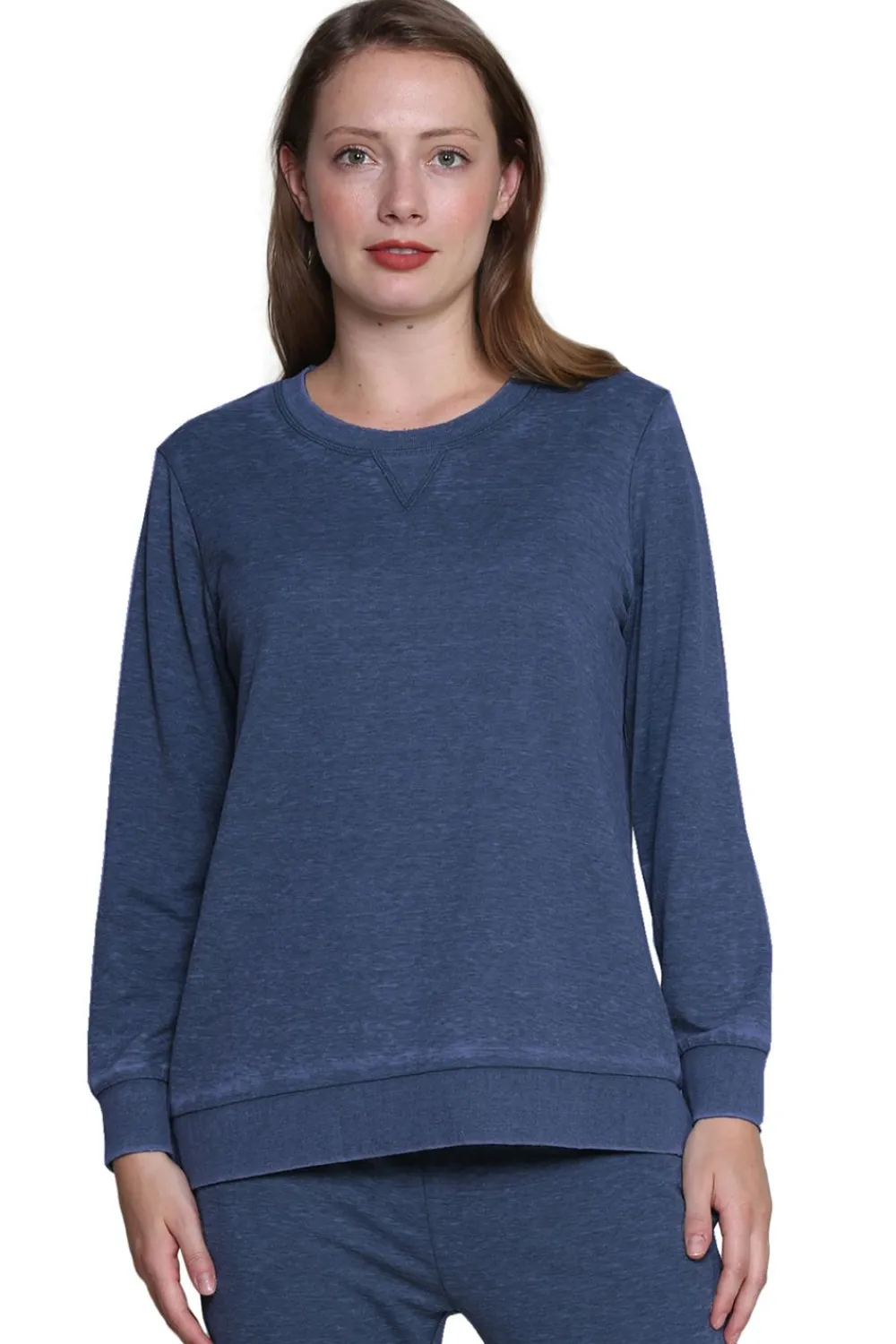 La Cera™ Sudadera De Rizo Frances Con Cuello Redondo Y Jaspeado