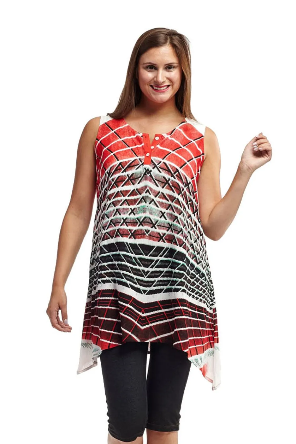 La Cera™ Top Acampanado Sin Mangas Con Estampado Abstracto