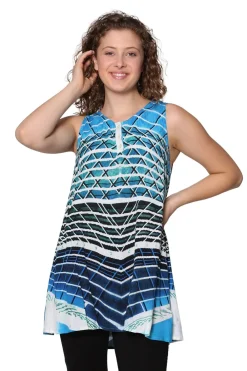 La Cera™ Top Acampanado Sin Mangas Con Estampado Abstracto