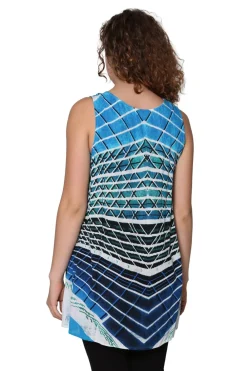 La Cera™ Top Acampanado Sin Mangas Con Estampado Abstracto