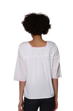 La Cera™ Top Bordado Con Cuello Cuadrado La Cera