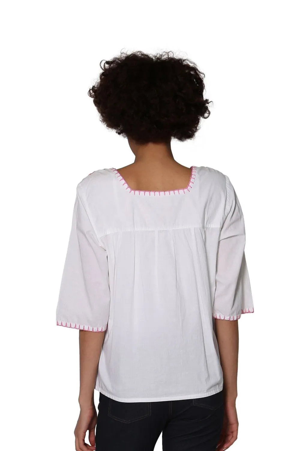 La Cera™ Top Bordado Con Cuello Cuadrado La Cera
