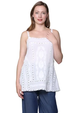 La Cera™ Top Bordado Con Tirantes Finos De La Cera