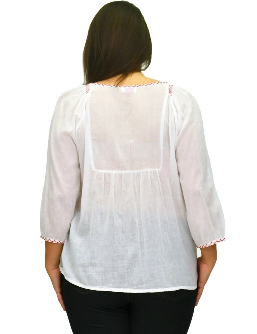 La Cera™ Top Campesino Bordado Talla Grande La Cera