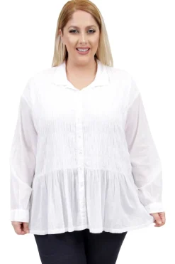 La Cera™ Top Con Botones Fruncidos En De Talla Grande La Cera