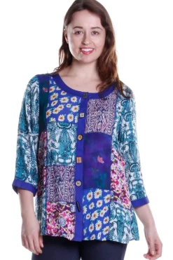 La Cera™ Top Con Patchwork Multicolor De La Cera