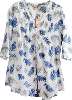 La Cera™ Top De Algodon Estampado Con Frente Plisado - Tallas Grandes