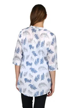 La Cera™ Top De Algodon Estampado Con Frente Plisado