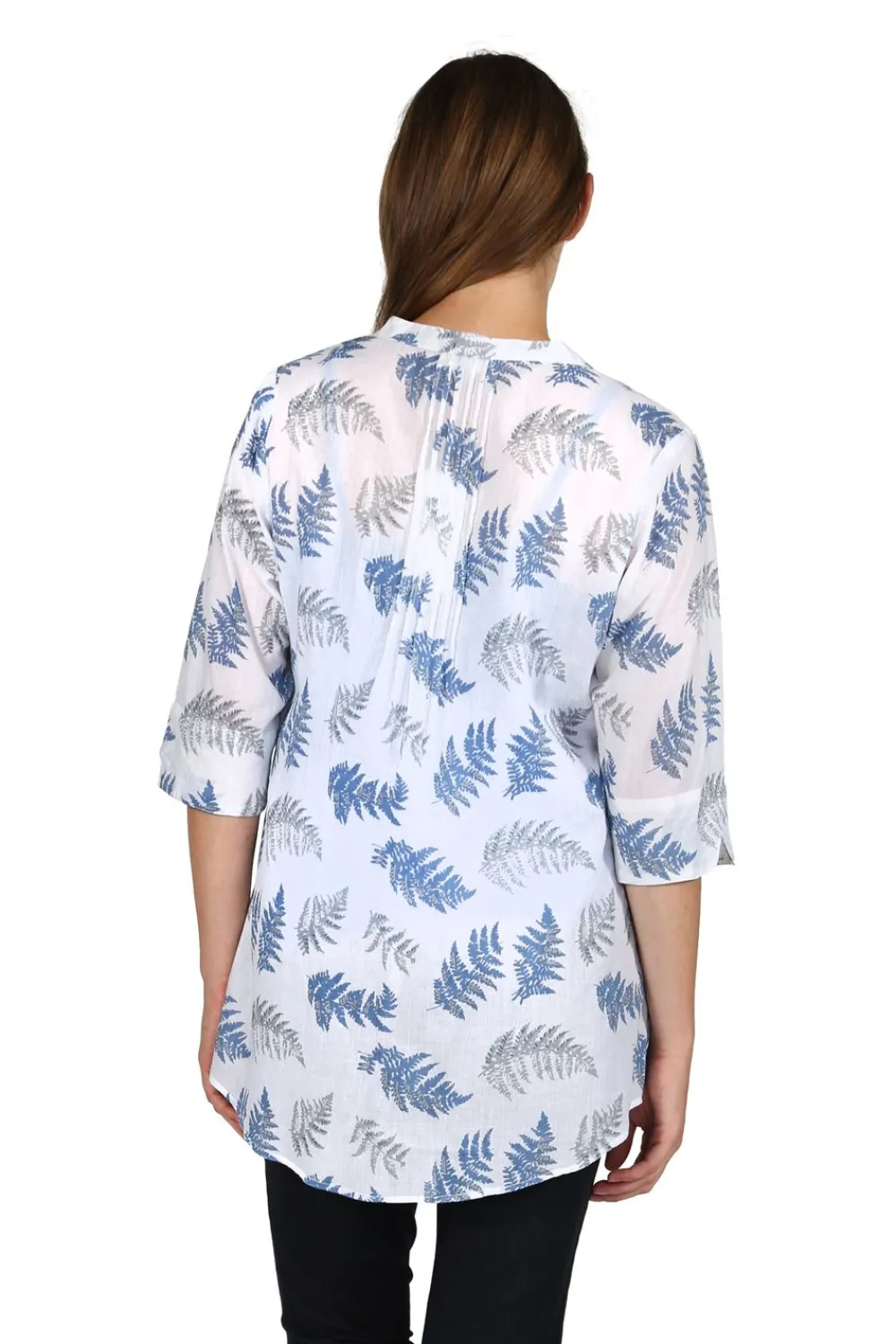 La Cera™ Top De Algodon Estampado Con Frente Plisado