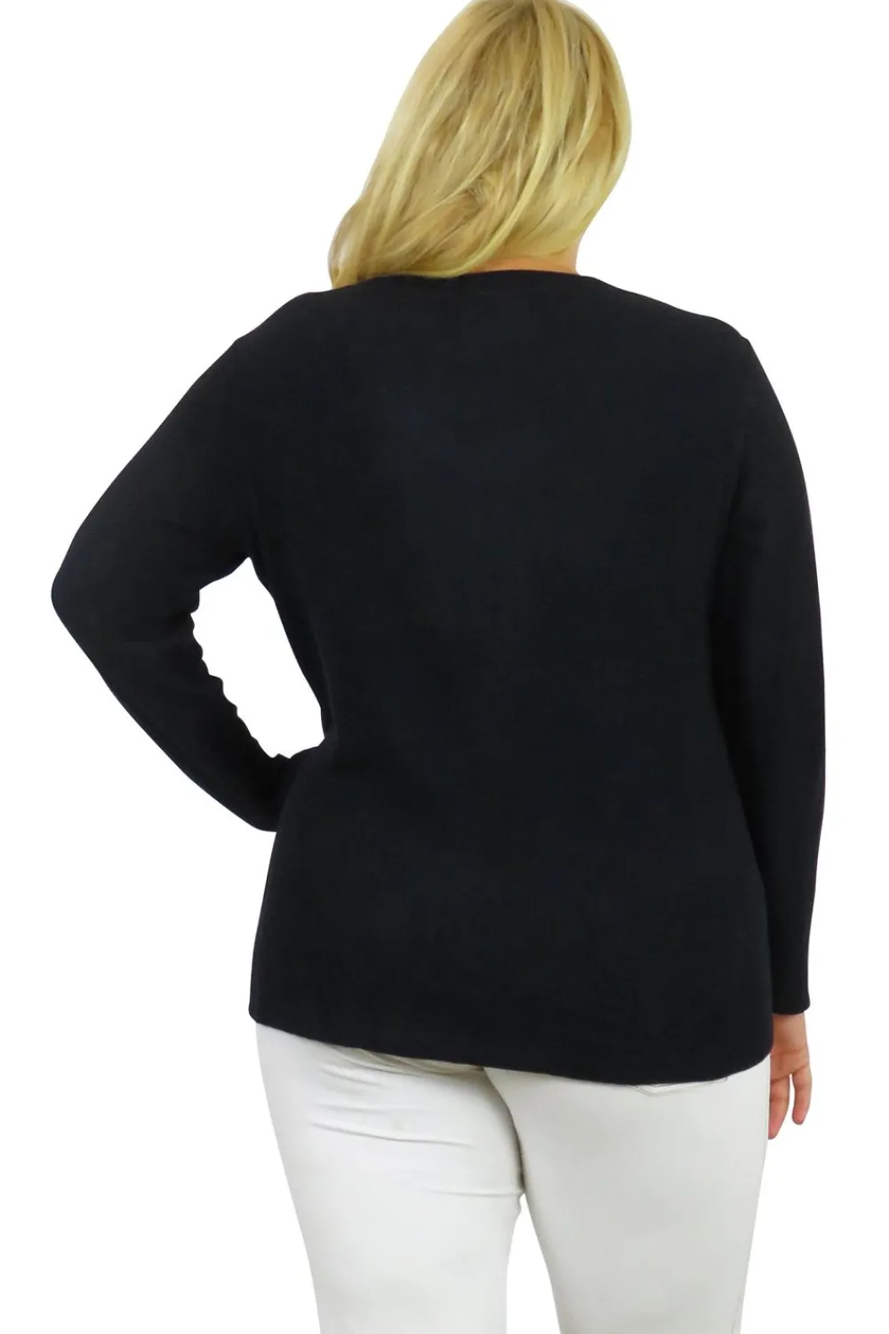 La Cera™ Top De Manga Larga Con Cuello En V Comfort Collection - Talla Grande