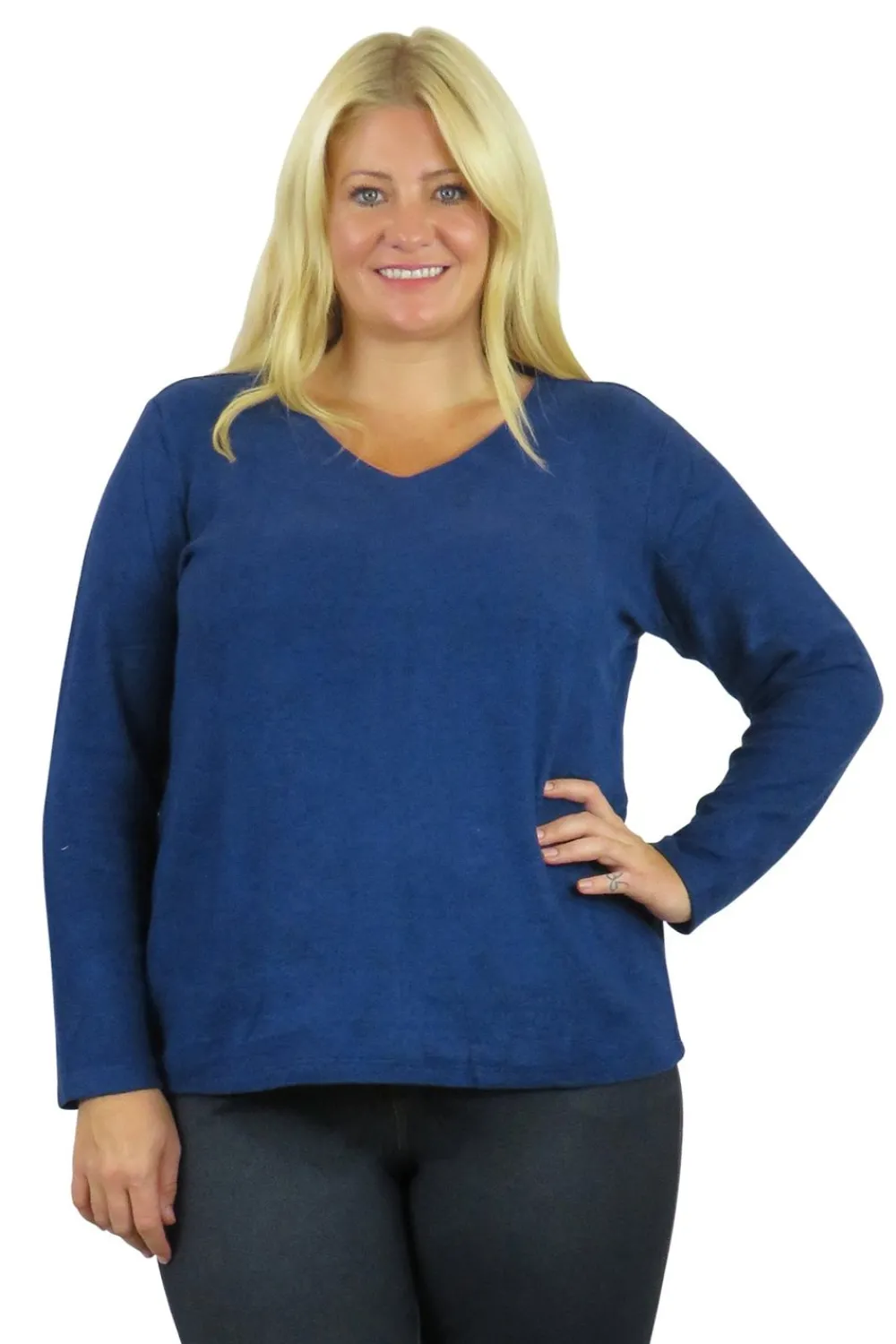 La Cera™ Top De Manga Larga Con Cuello En V Comfort Collection - Talla Grande