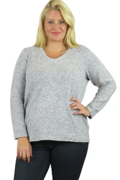 La Cera™ Top De Manga Larga Con Cuello En V Comfort Collection - Talla Grande