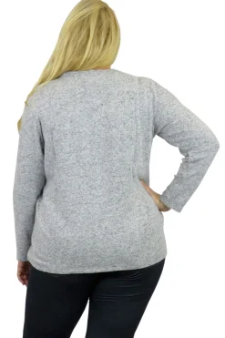 La Cera™ Top De Manga Larga Con Cuello En V Comfort Collection - Talla Grande