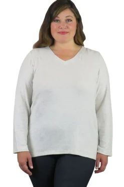 La Cera™ Top De Manga Larga Con Cuello En V Comfort Collection - Talla Grande