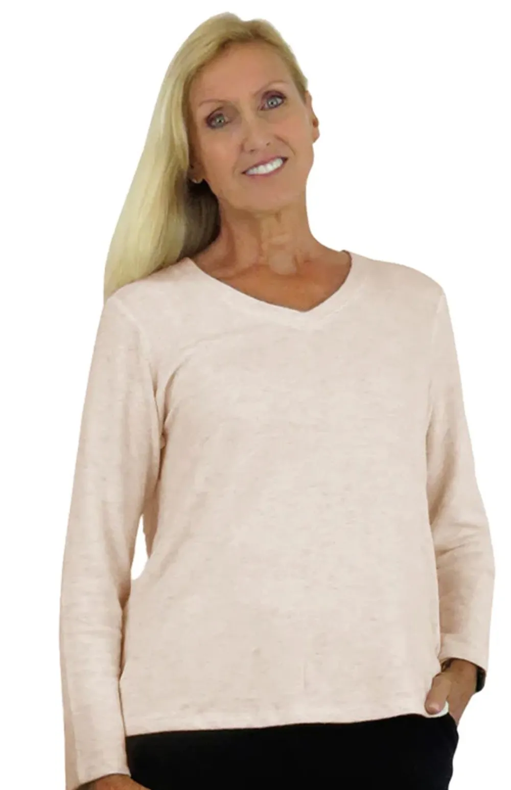La Cera™ Top De Manga Larga Con Cuello En V Comfort Collection