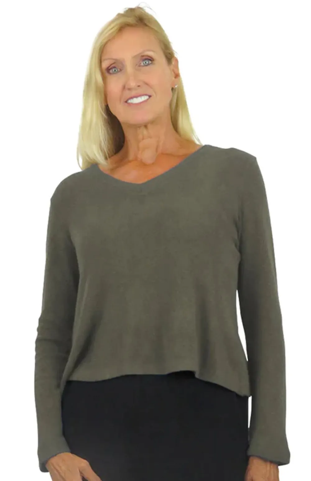 La Cera™ Top De Manga Larga Con Cuello En V Comfort Collection