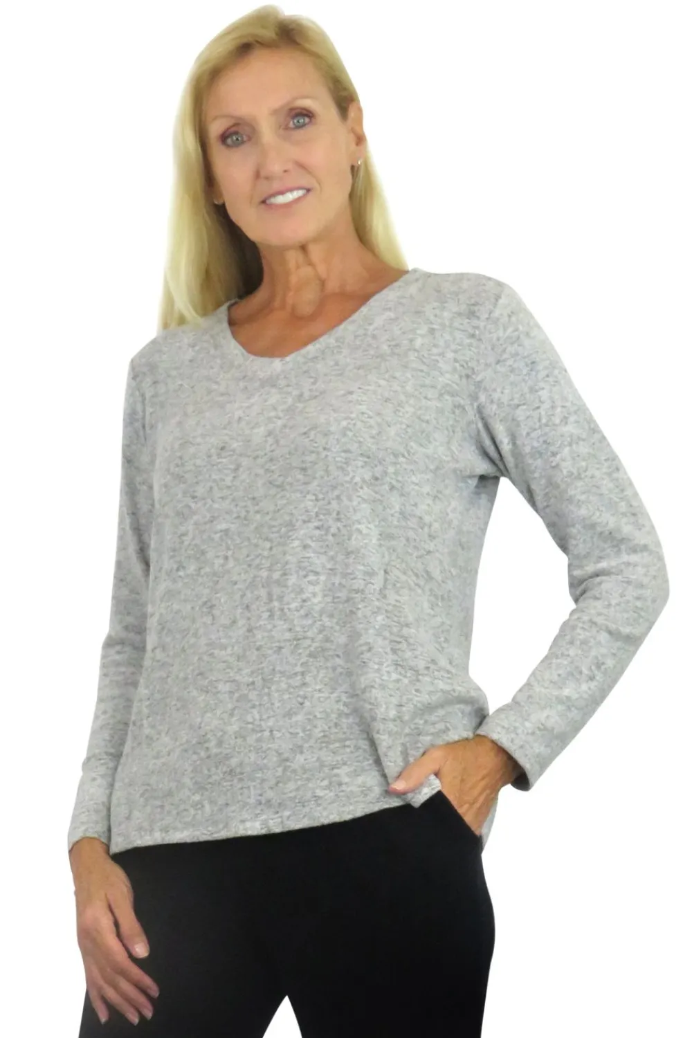 La Cera™ Top De Manga Larga Con Cuello En V Comfort Collection