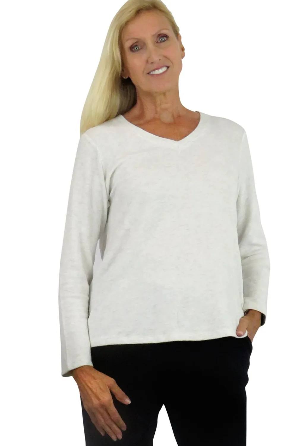 La Cera™ Top De Manga Larga Con Cuello En V Comfort Collection