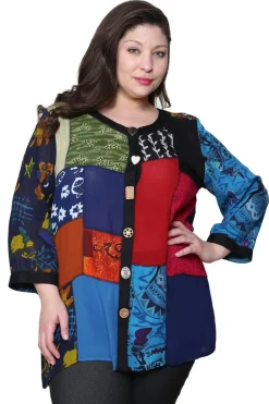 La Cera™ Top De Patchwork La Cera Talla Grande
