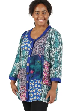 La Cera™ Top De Patchwork Multicolor La Cera Talla Grande