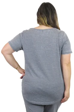 La Cera™ Top De Punto Con Cuello En V Suave Y Flexible De Talla Grande