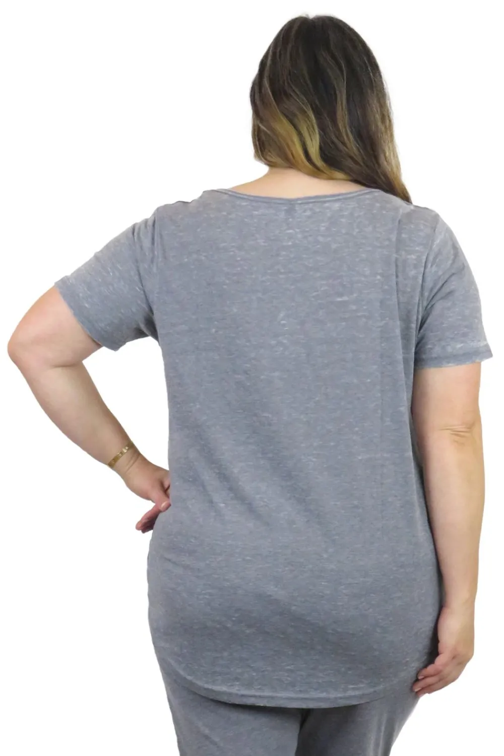 La Cera™ Top De Punto Con Cuello En V Suave Y Flexible De Talla Grande