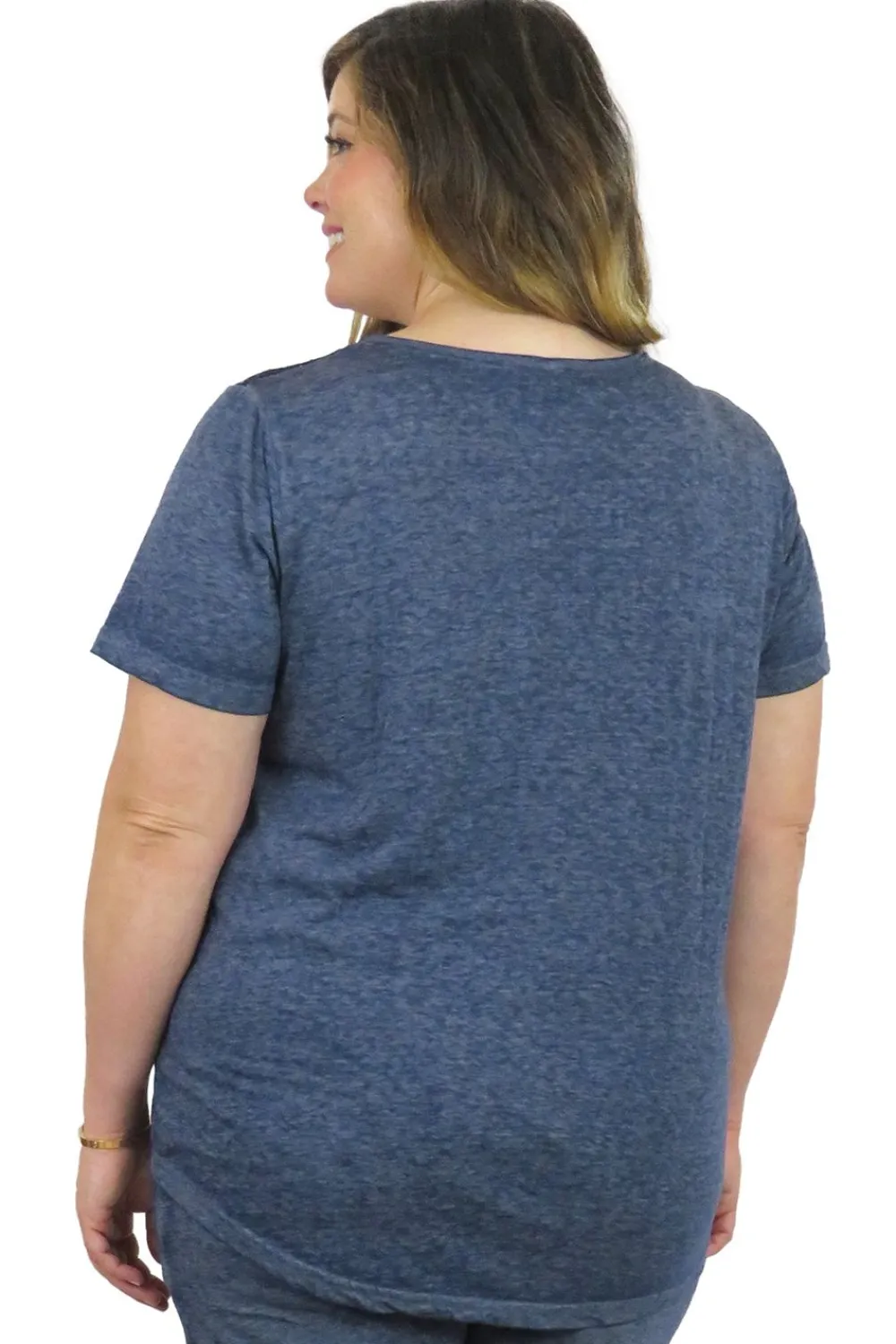 La Cera™ Top De Punto Con Cuello En V Suave Y Flexible De Talla Grande