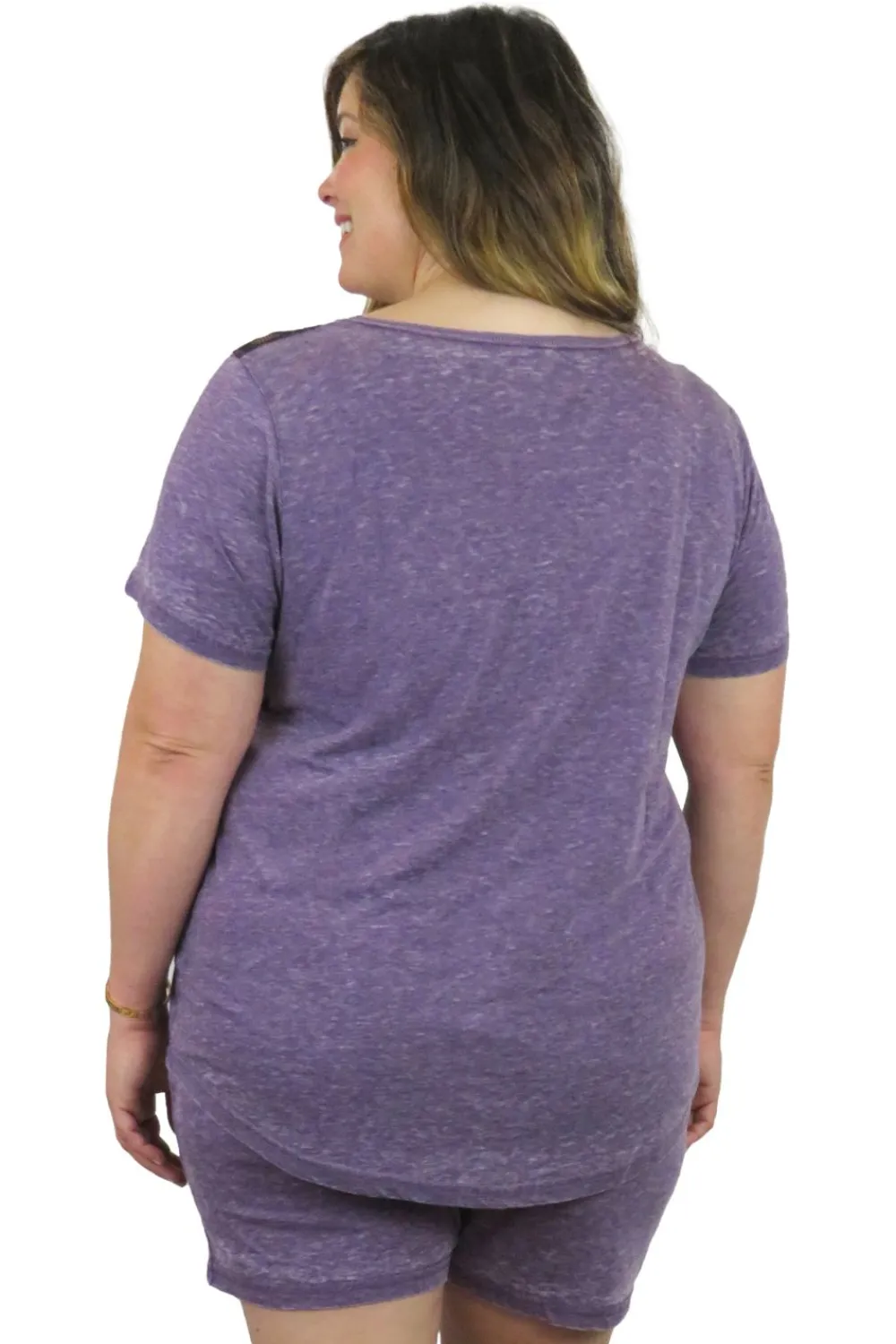 La Cera™ Top De Punto Con Cuello En V Suave Y Flexible De Talla Grande