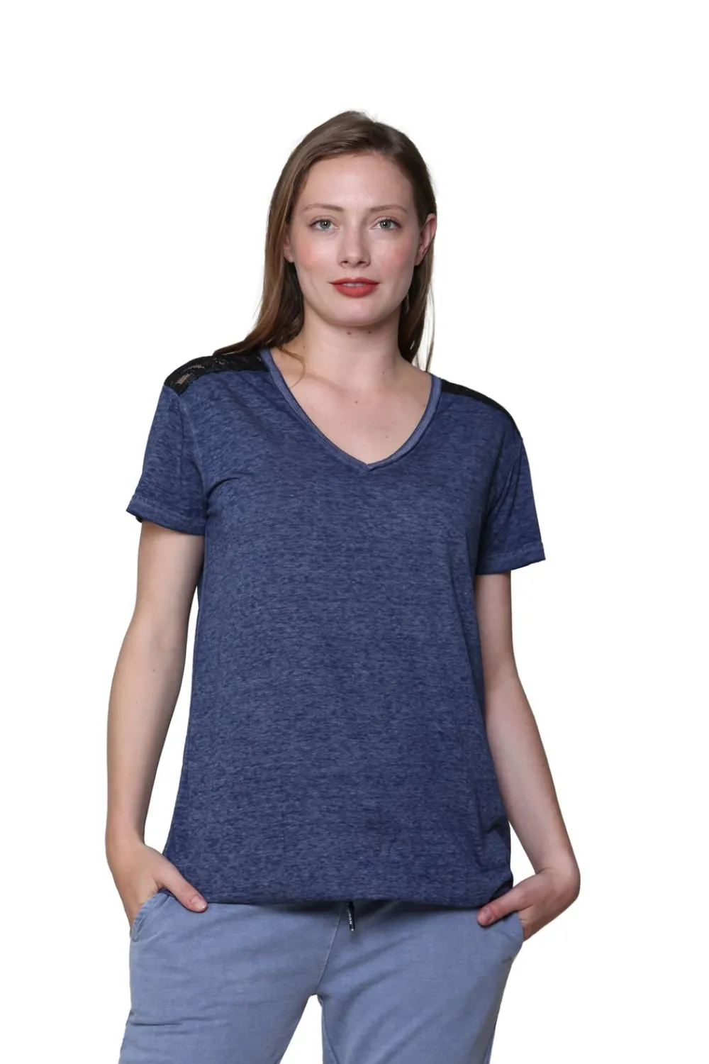 La Cera™ Top De Punto Suave Y Flexible Con Cuello En V
